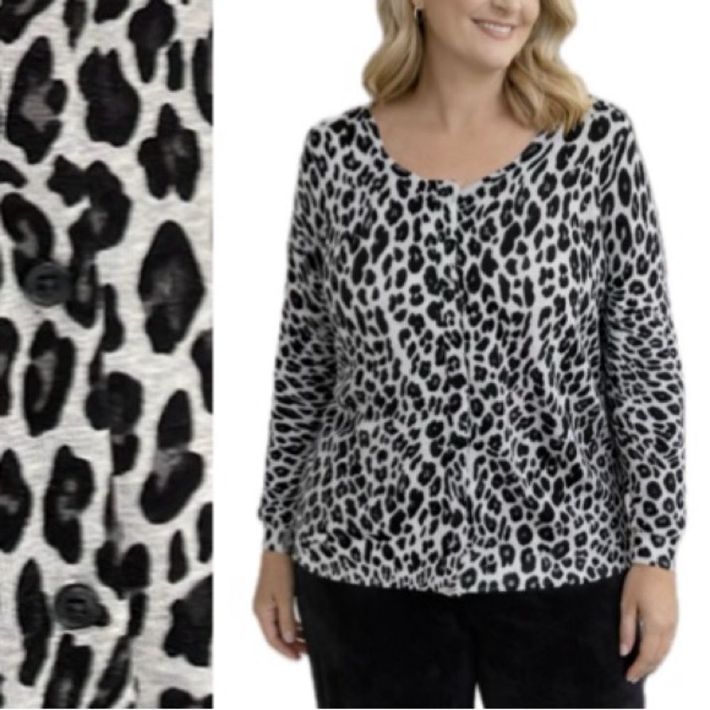 NWT Lane Bryant Leopard Print Button Cardigan Women Plus Size 22/24 Soft Sweater